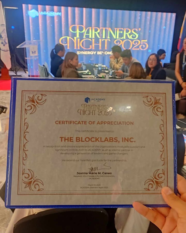The Blocklabs, Inc. Honored at iACADEMY's Partners' Night